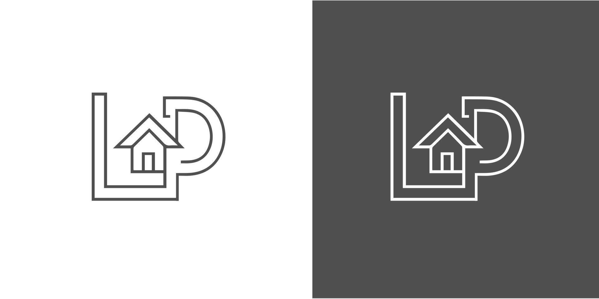 LP Initial Letters Logo design for construction, home, real estate, building, property. Pro style vector