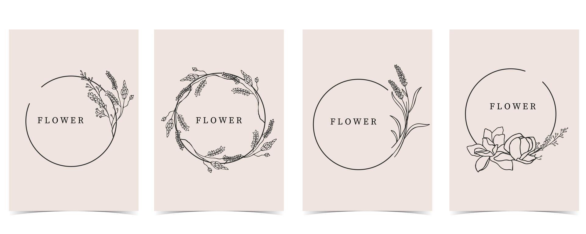 flower background with lavender,circle,wreath.illustration for a4 page design vector