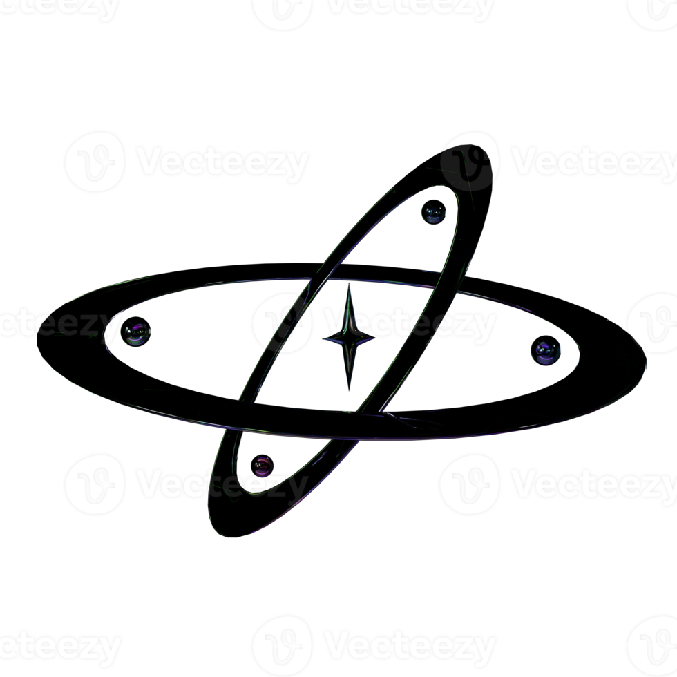 3d dark chrome y2k element png