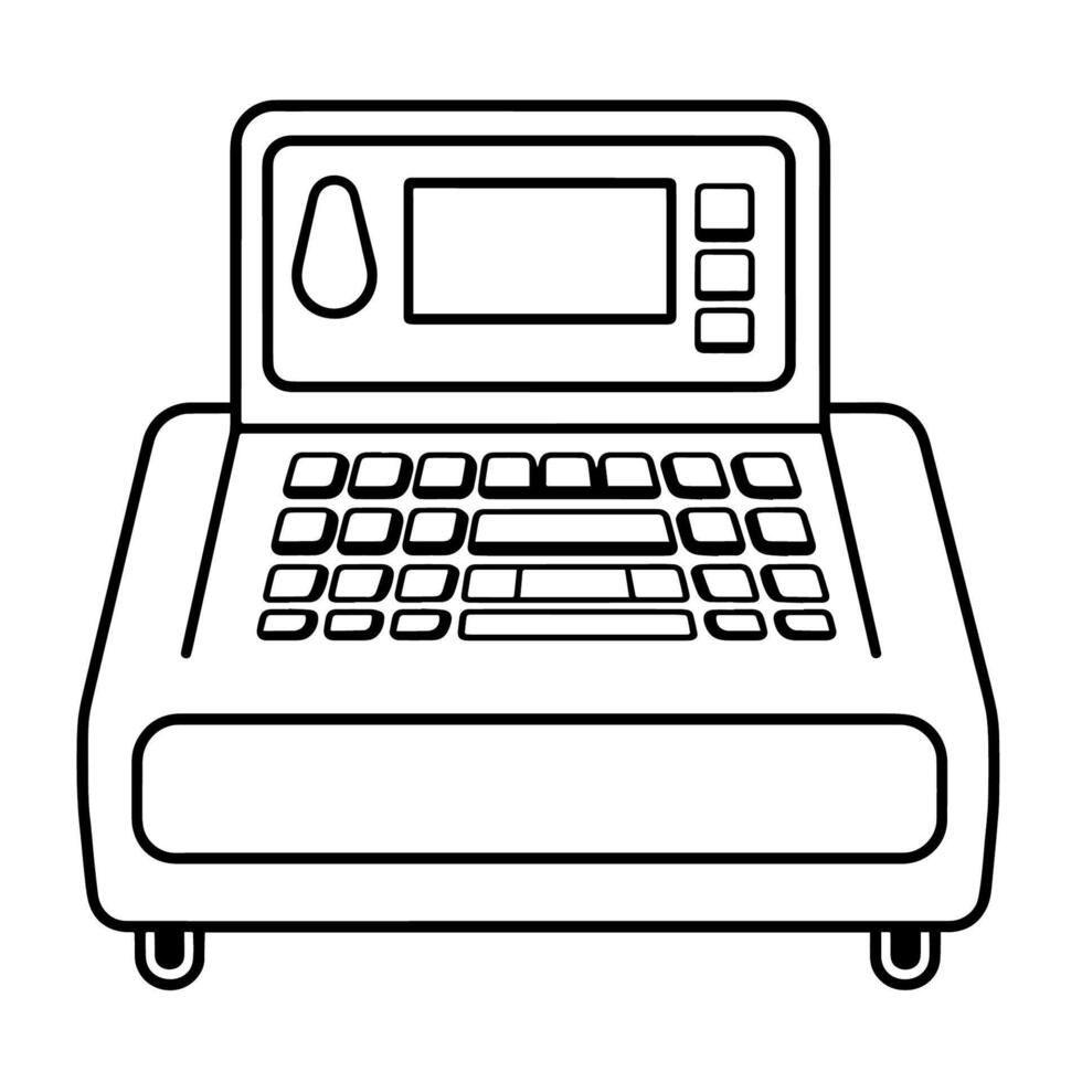Modern outline icon of a cashier machine, suitable for retail-related designs. vector