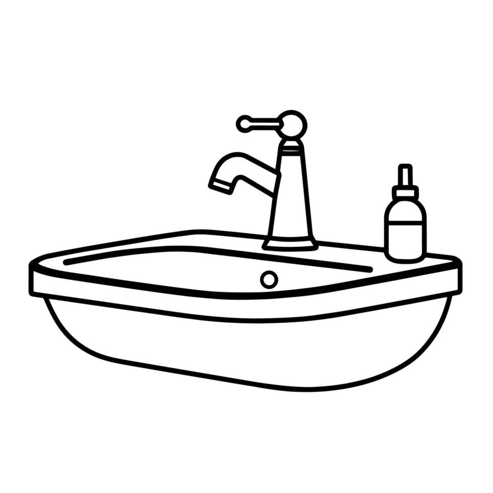 Sleek outline icon of a faucet, perfect for plumbing-related designs. vector