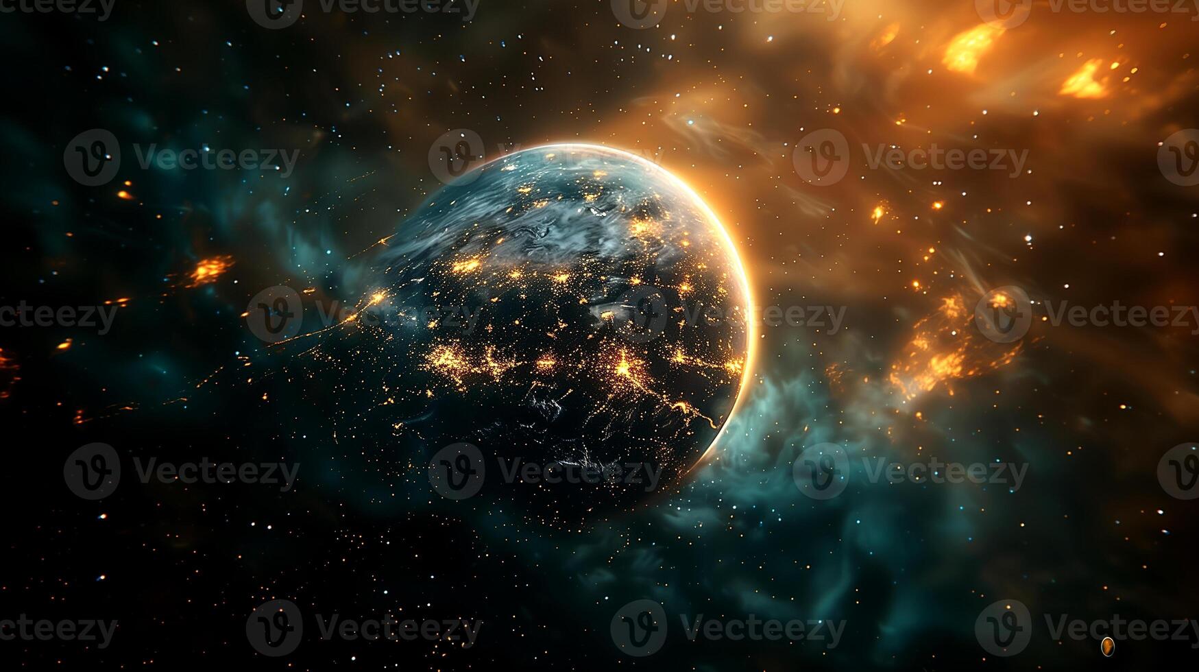 A Particle Earth HUD created using Stardust . Generate-AI photo