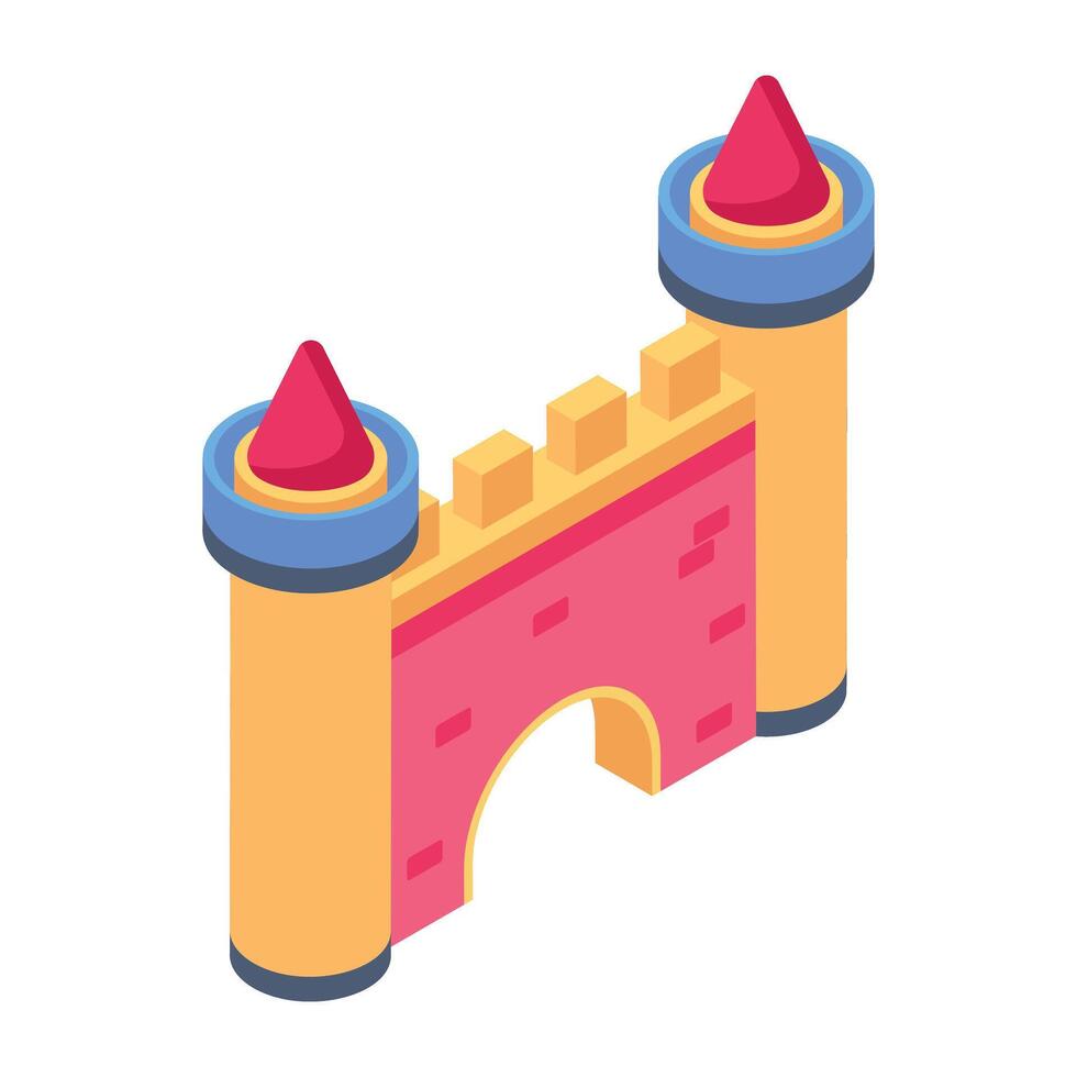Handy isometric oficon a castle gate vector