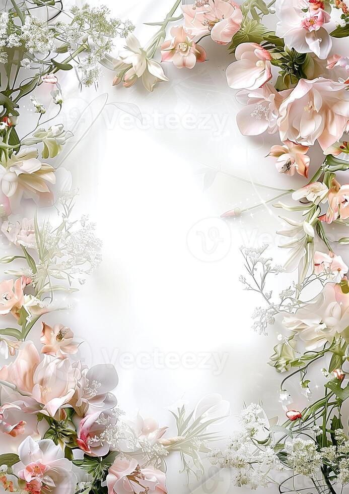 Simple wedding theme frame translucent center. Generate AI photo