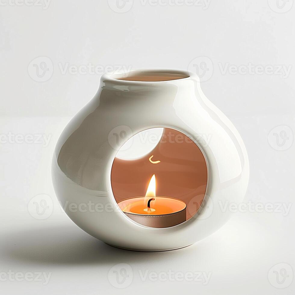 Modern style ceramic diffutholder with opening hole for candle. photo