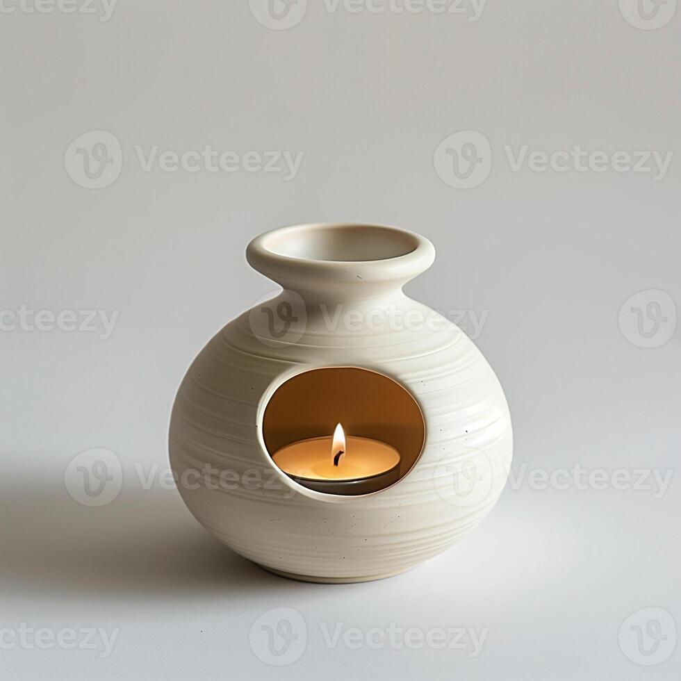 Modern style ceramic diffutholder with opening hole for candle. photo