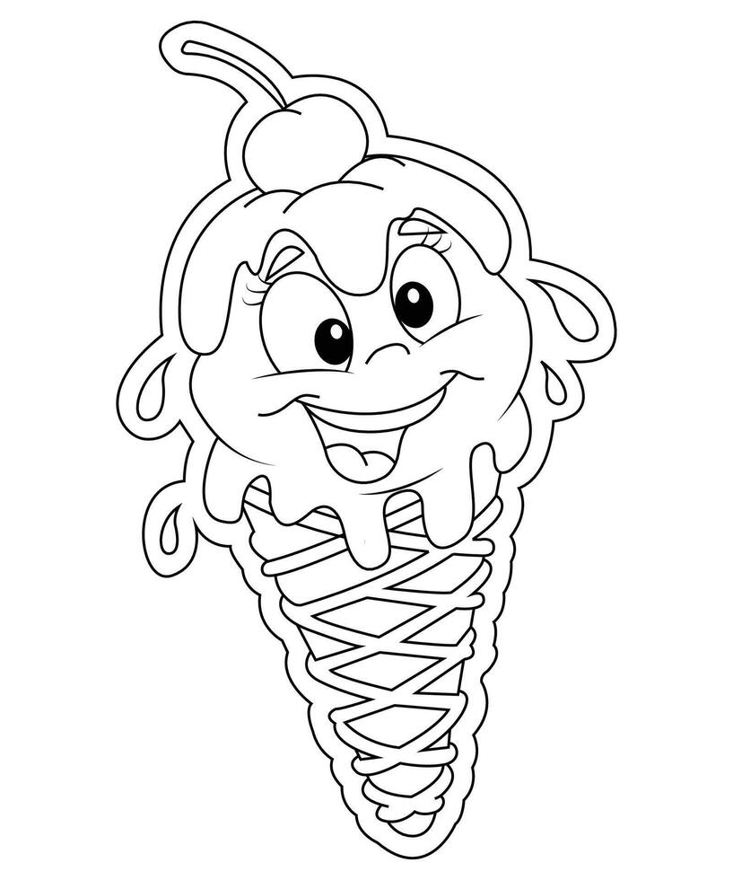 Ice Cream coloring page vector