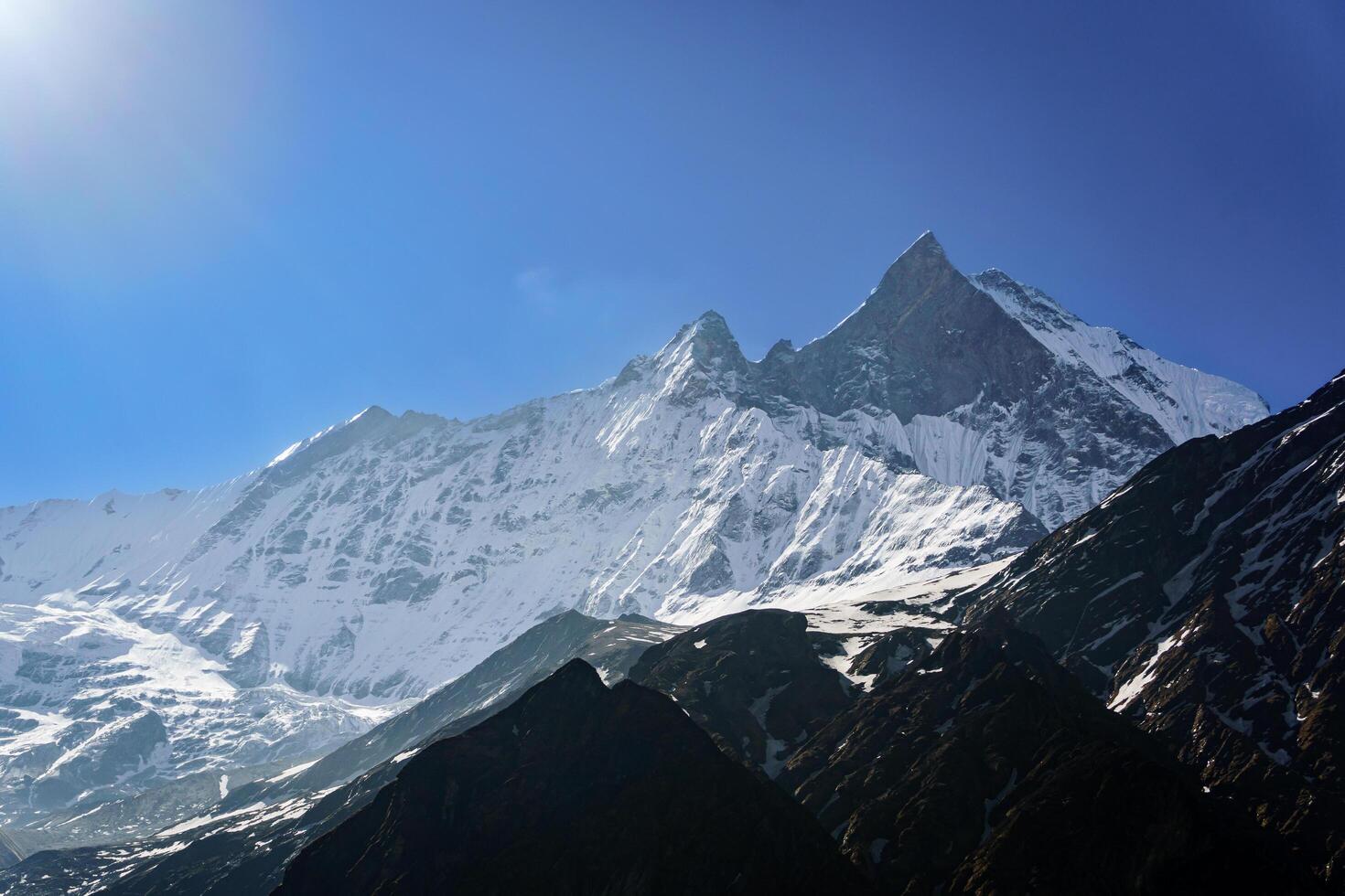 Machhapuchhare, Mt Fishtail in the Himalayas of Nepal, Machapuchare, the Sacred Mountain of Nepal photo