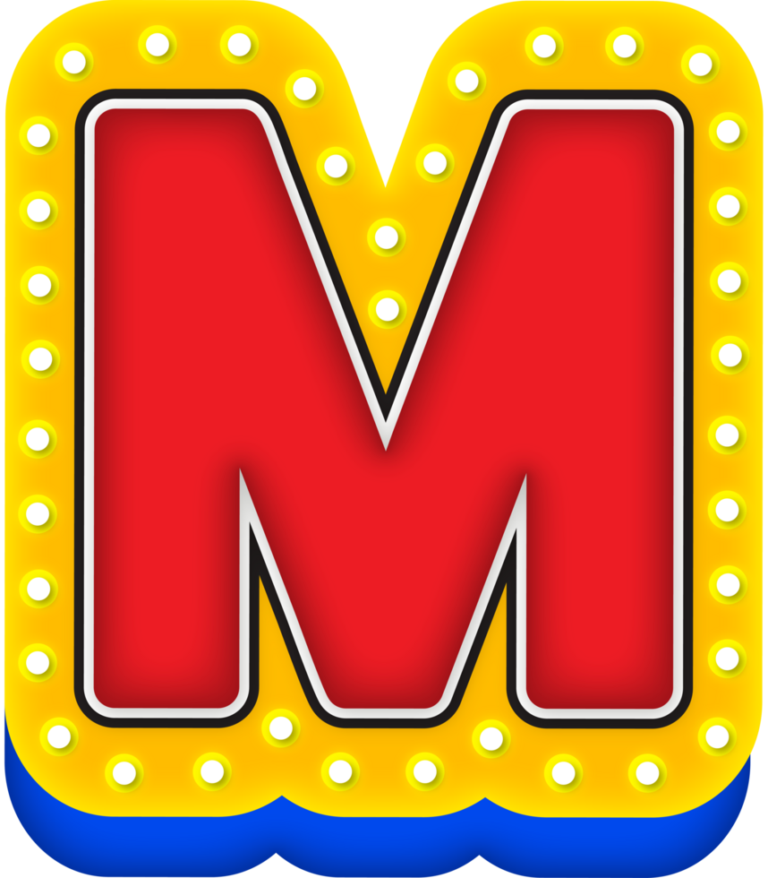 3D Cinema light Alphabet Letter M png