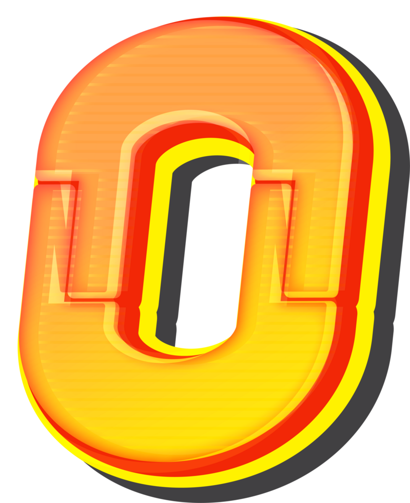 Number 0, Technology 3D Font Alphabet png