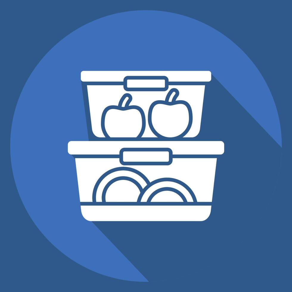 Icon Food Container. related to Kitchen Tool symbol. long shadow style. simple design illustration vector