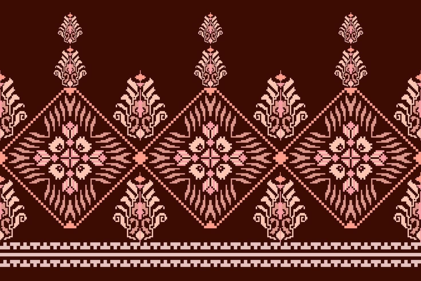 Geometric floral pattern illustration.flower ethnic pixel pattern,Aztec style,abstract background.design for texture,fabric,clothing,decoration,print,sarong. vector