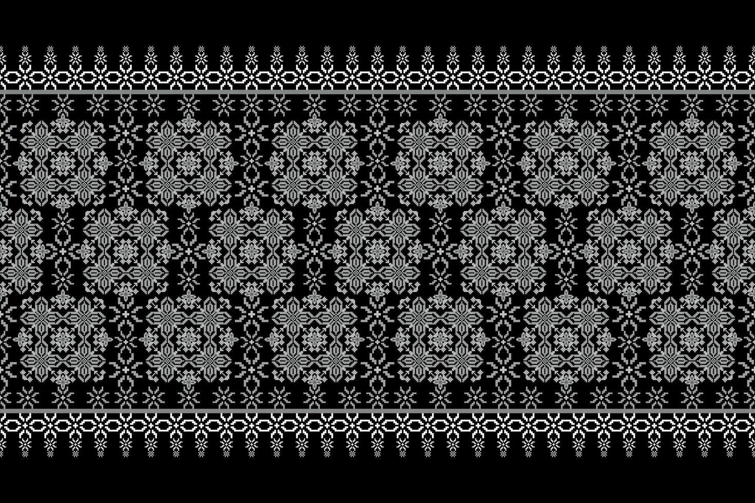 Geometric floral pattern illustration.flower ethnic pixel pattern,Aztec style,abstract background.design for texture,fabric,clothing,decoration,print,sarong. vector