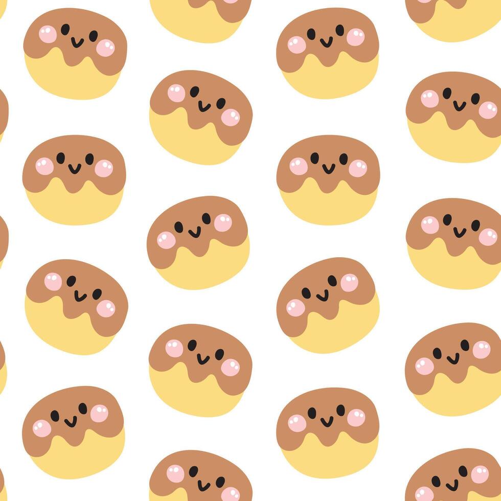 Seamless pattern of cute smile face chocolate ball on white background.Cafe.Bakery.Sweet.Dessert.Character cartoon design.Image for card,poster,baby clothing.Kawaii.Illustration. vector