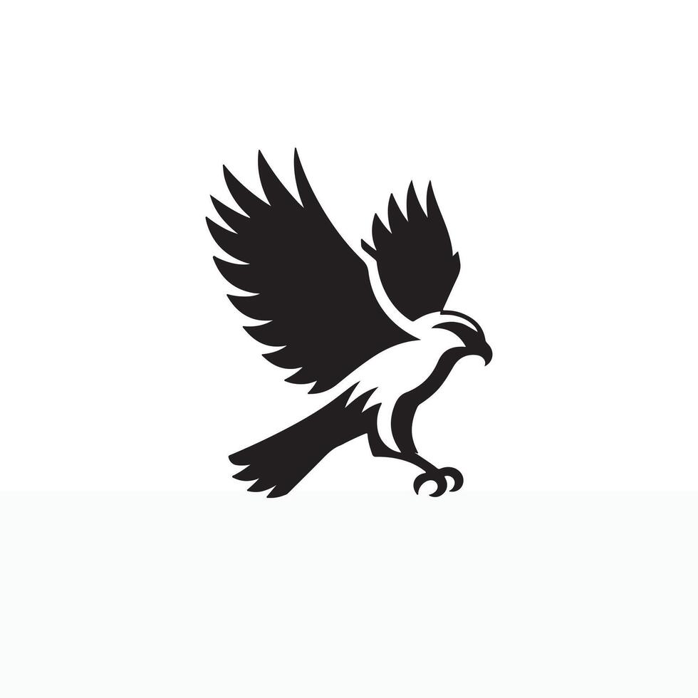 simple eye catching minimalist hawk bird silhouette, black and white, white background vector