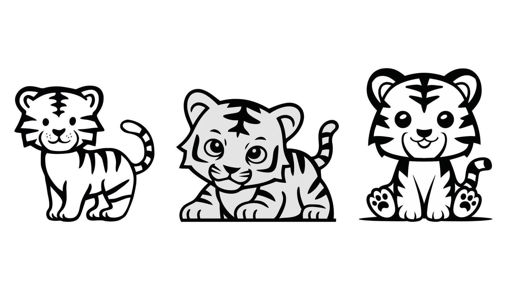 Cute tiger, Tiger in cartoon shape, Tigers, Tiger staring, Tiger Logo, Tiger Face vector