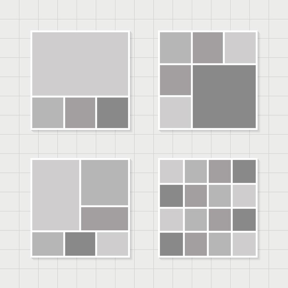 Photo Frame Collage Templates Monochrome Collection vector