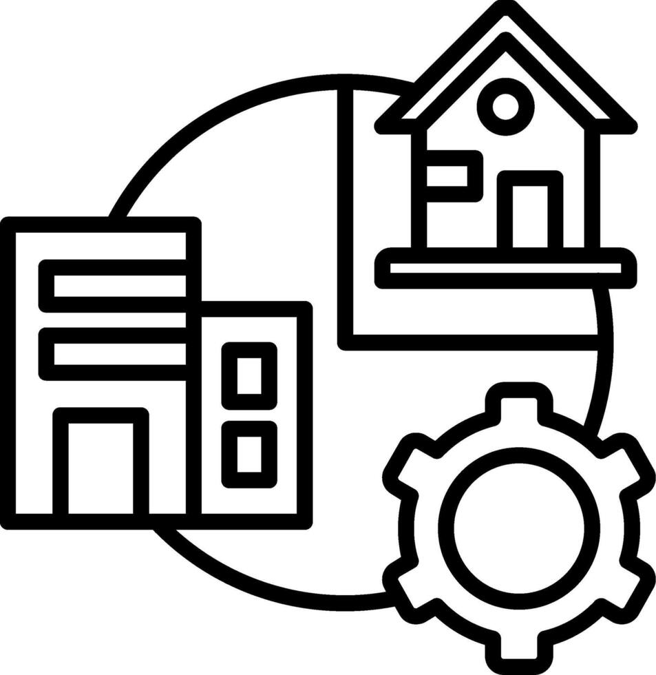 Hybrid Work Line Icon vector