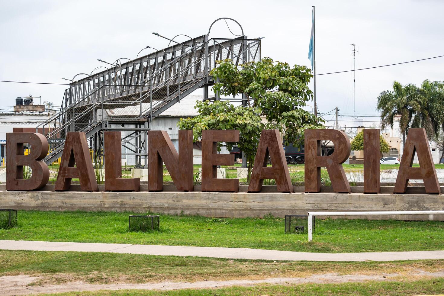 Balnearia, Cordoba, Argentina - June 21, 2024 - Sign of the City of Balnearia that is located inside the city near the train station. photo