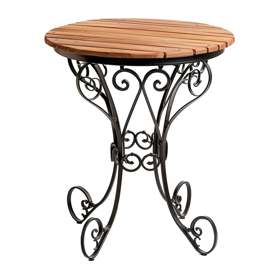 Wooden black iron table isolated on transparent background png
