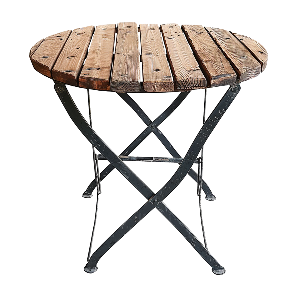 Wooden black iron table isolated on transparent background png