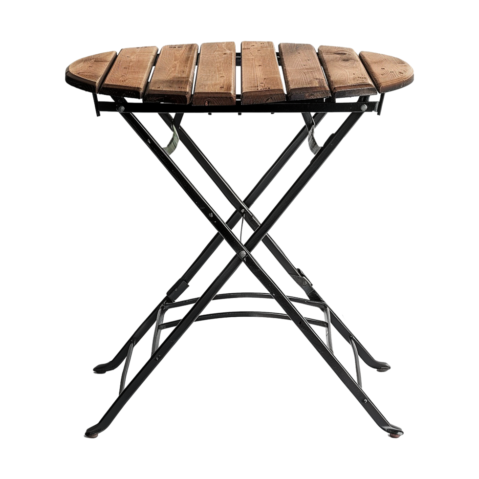 Wooden black iron table isolated on transparent background png