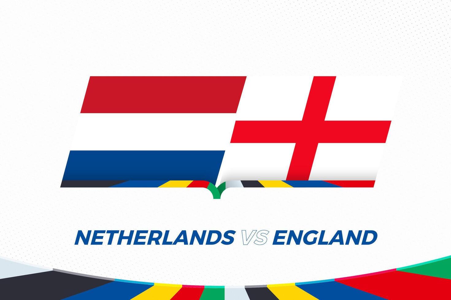 Netherlands vs England in Football Competition, Semi-finals. Versus icon on Football background. vector