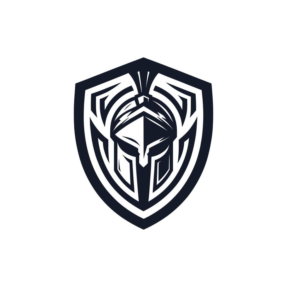 Spartan warrior logo with a classic helmet and strong design. Perfect for gyms, battle games, or motivational content. The logo conveys courage, discipline, and determination. vector