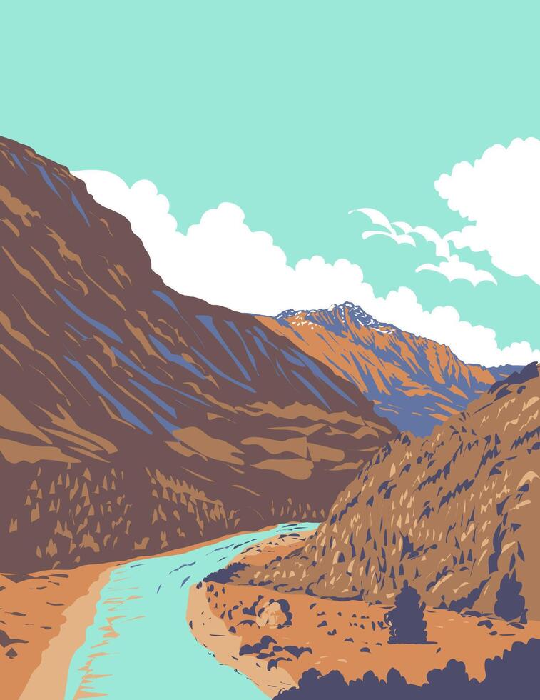 Shotover River Kimiakau in Queenstown New Zealand WPA Poster Art vector