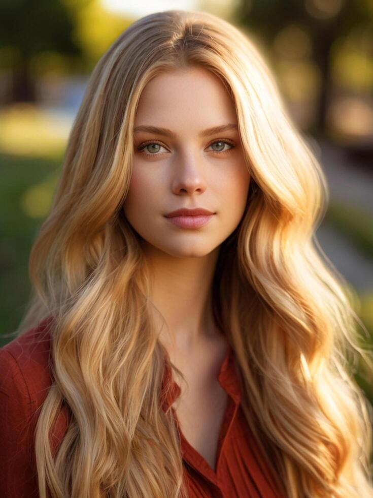 Beautiful model Mid-Shot in Nature photo