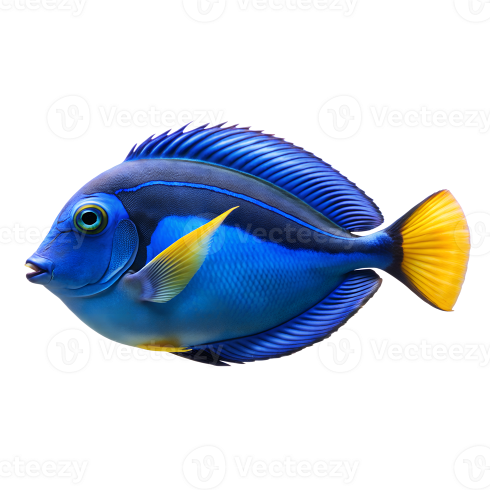 Blue Tang Surgeonfish isolated on a translucent background png