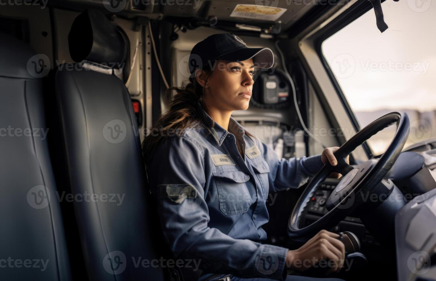 Female Truck Driver Delivering Goods Across the Globe.Generated image photo