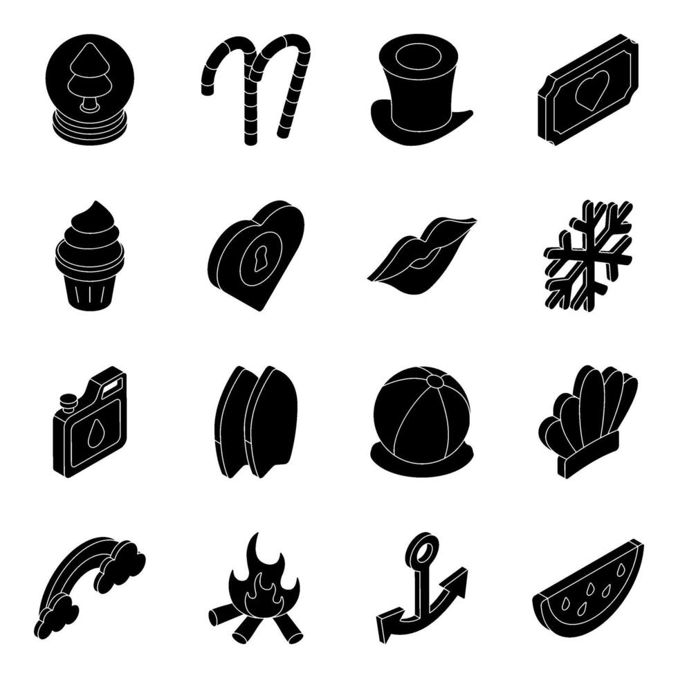 Pack of Christmas and New Year Celebration Solid Icon vector