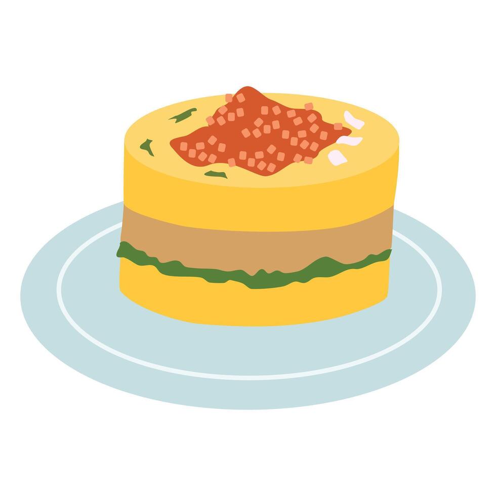 Causa limena chicken dish traditional in Peruvian cuisine vector