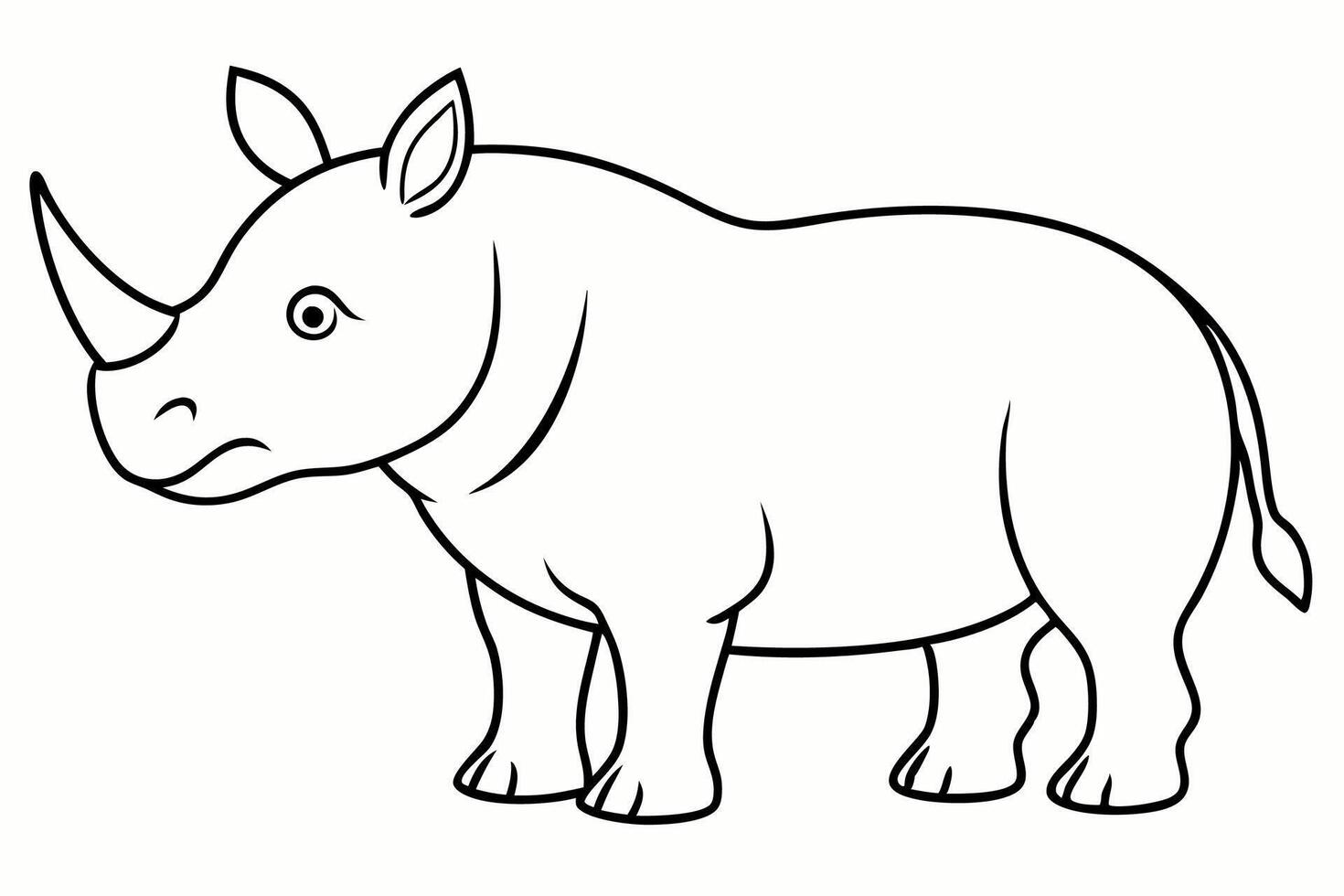 Funny Rhino Illustration Cartoons, Clipart, and Line Art Design on White Background, Playful funny rhino design, perfect for cartoons, clipart, and line art on white background vector