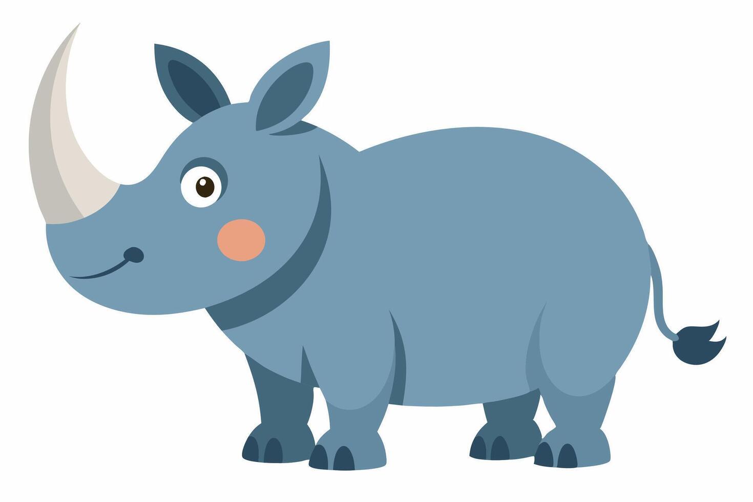 Funny Rhino Illustration Cartoons, Clipart, and Line Art Design on White Background, Playful funny rhino design, perfect for cartoons, clipart, and line art on white background vector