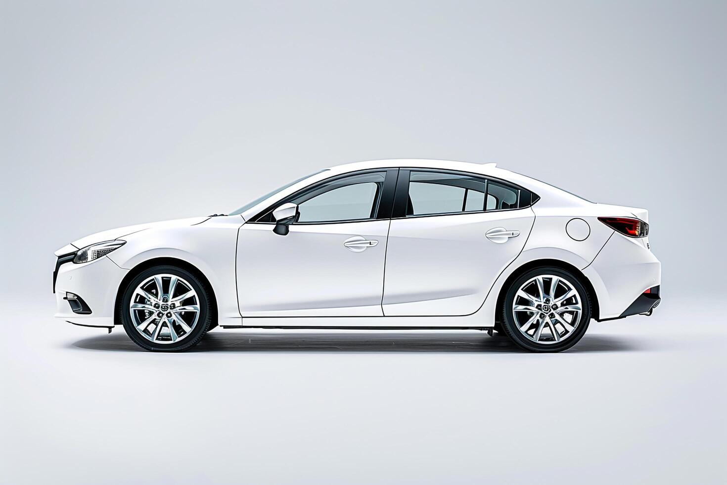 Compact sedan in studio with clean white background showcasing its sleek design photo
