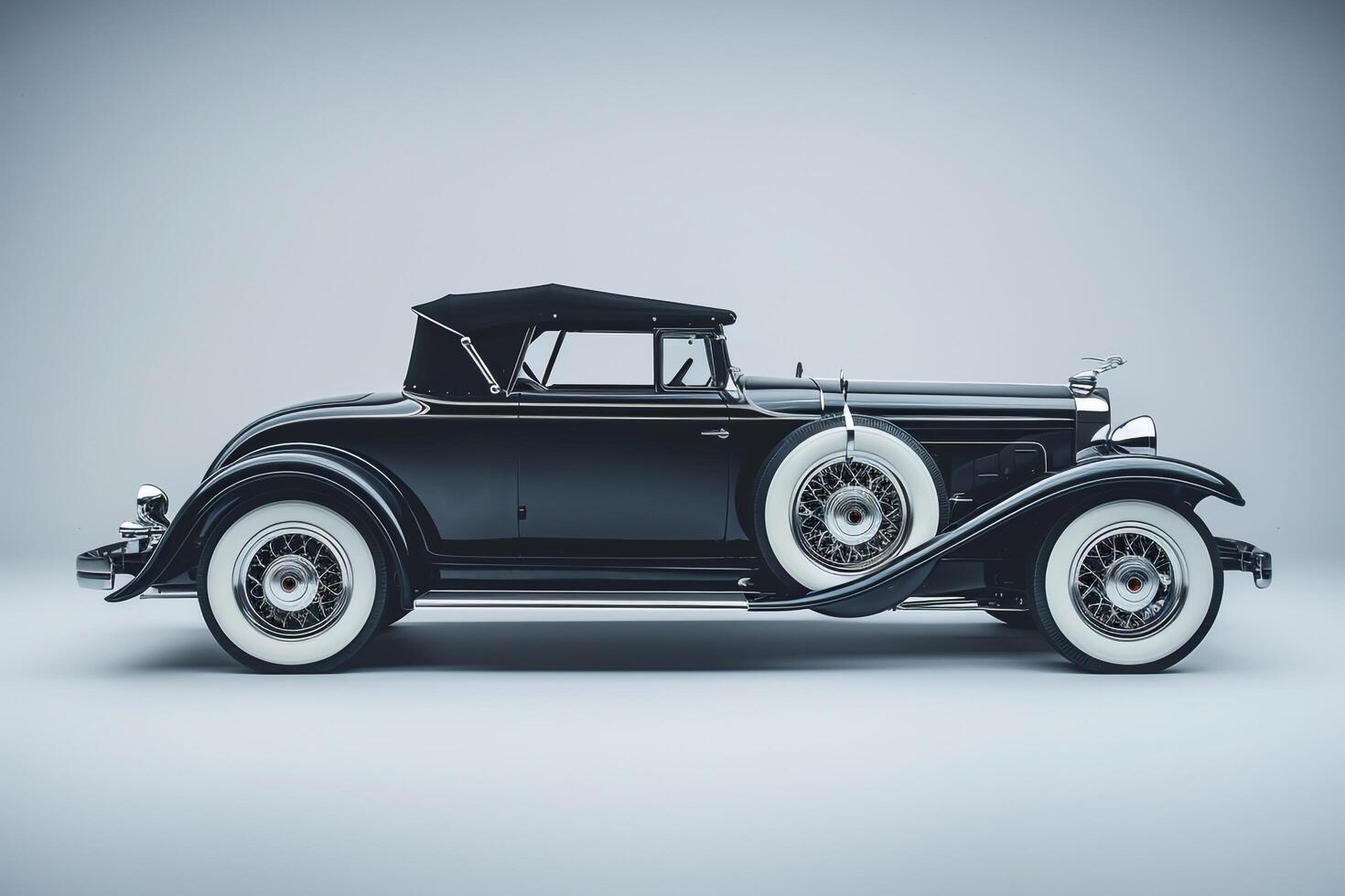 Timeless vintage roadster in pristine condition on plain white background emphasizing its classic design background photo