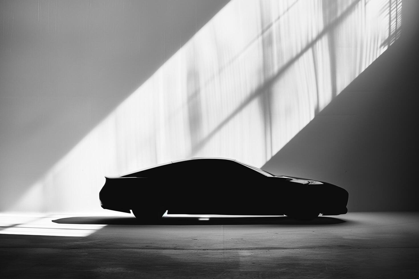 Abstract representation of cars silhouette against stark white  playing with shadows and negative space photo