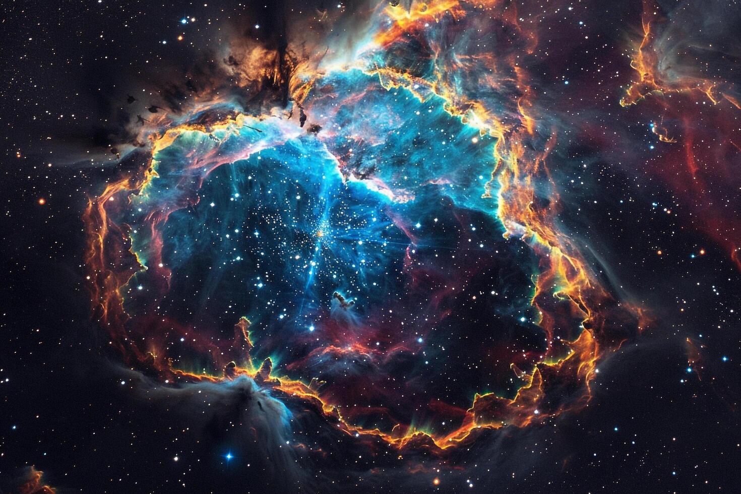 Cosmic Deep Space SupernovRemnant Glowing in Colorful Hues Background photo