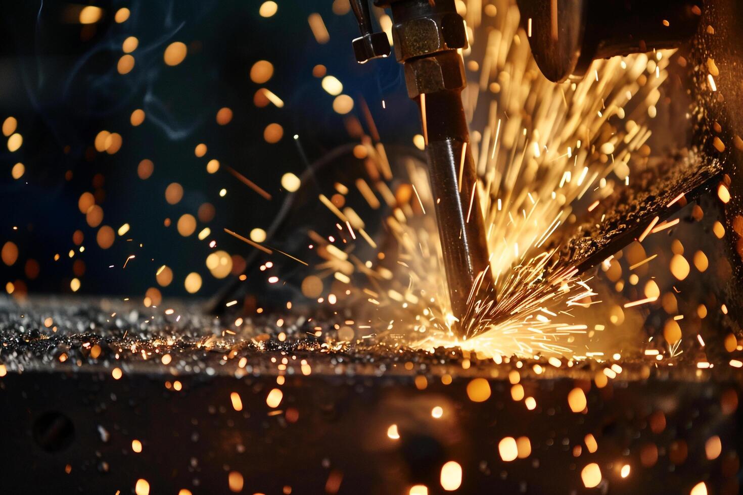 Dynamic Sparks Flying from Metalworking Forge Capturing Craftsmanship Energy Background photo