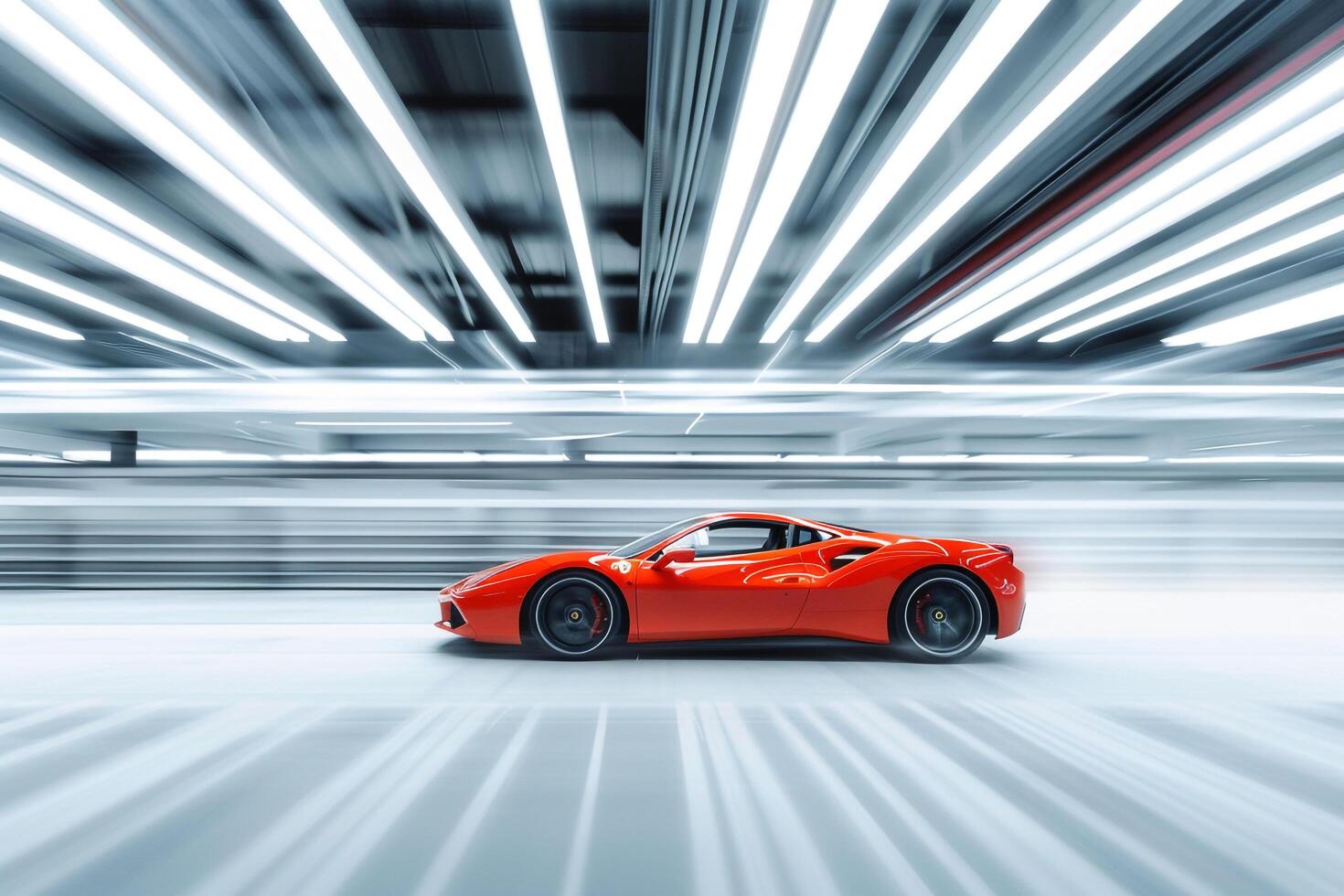 Sports Car Racing in Motion on White CycloramBackground Capturing the Thrill of HighSpeed Racing photo