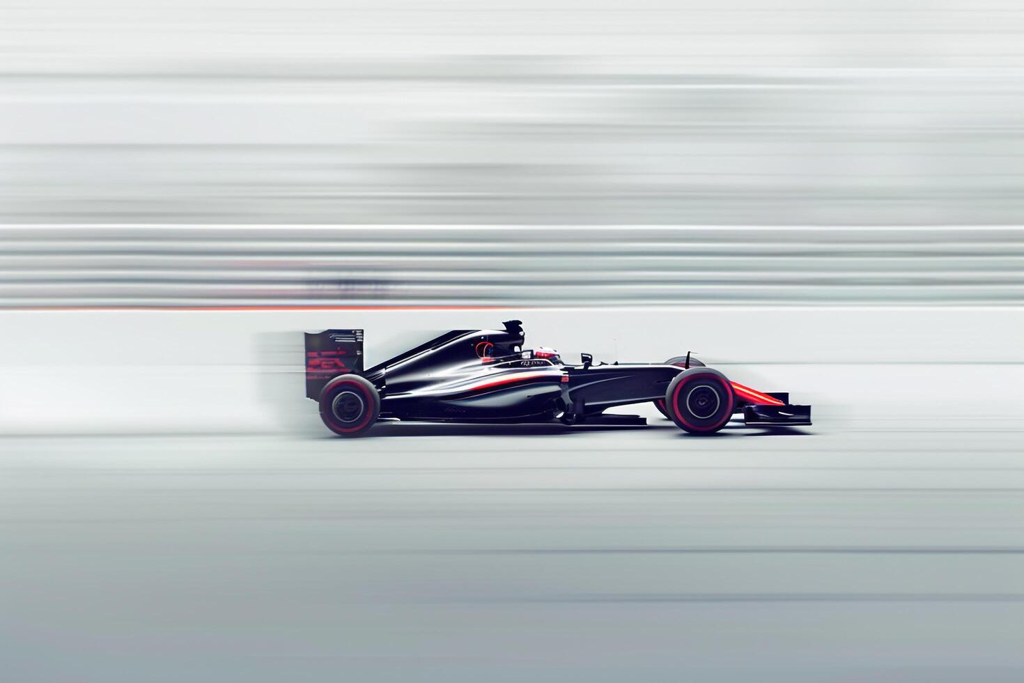 Car Speeding Past on White CycloramBackground Capturing the Essence of HighSpeed Racing photo