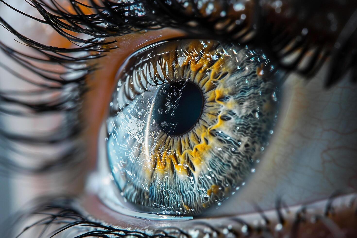 Nature of Human Eye Showing the Intricate Patterns of the Iris and Reflection of Emotions photo