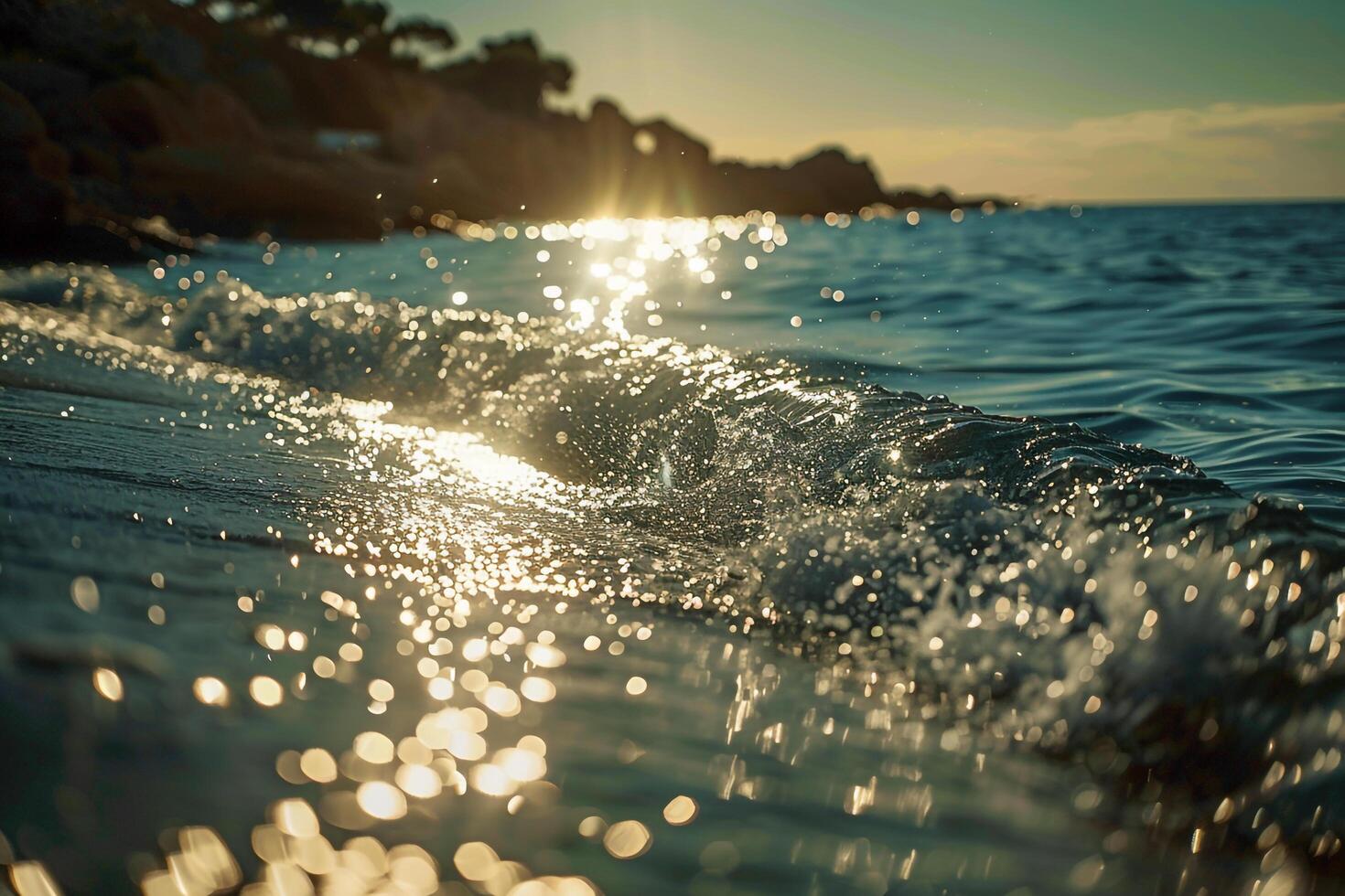 Seascape Sunlight Creating Glittering Path Across the Surface of the Ocean nature background photo