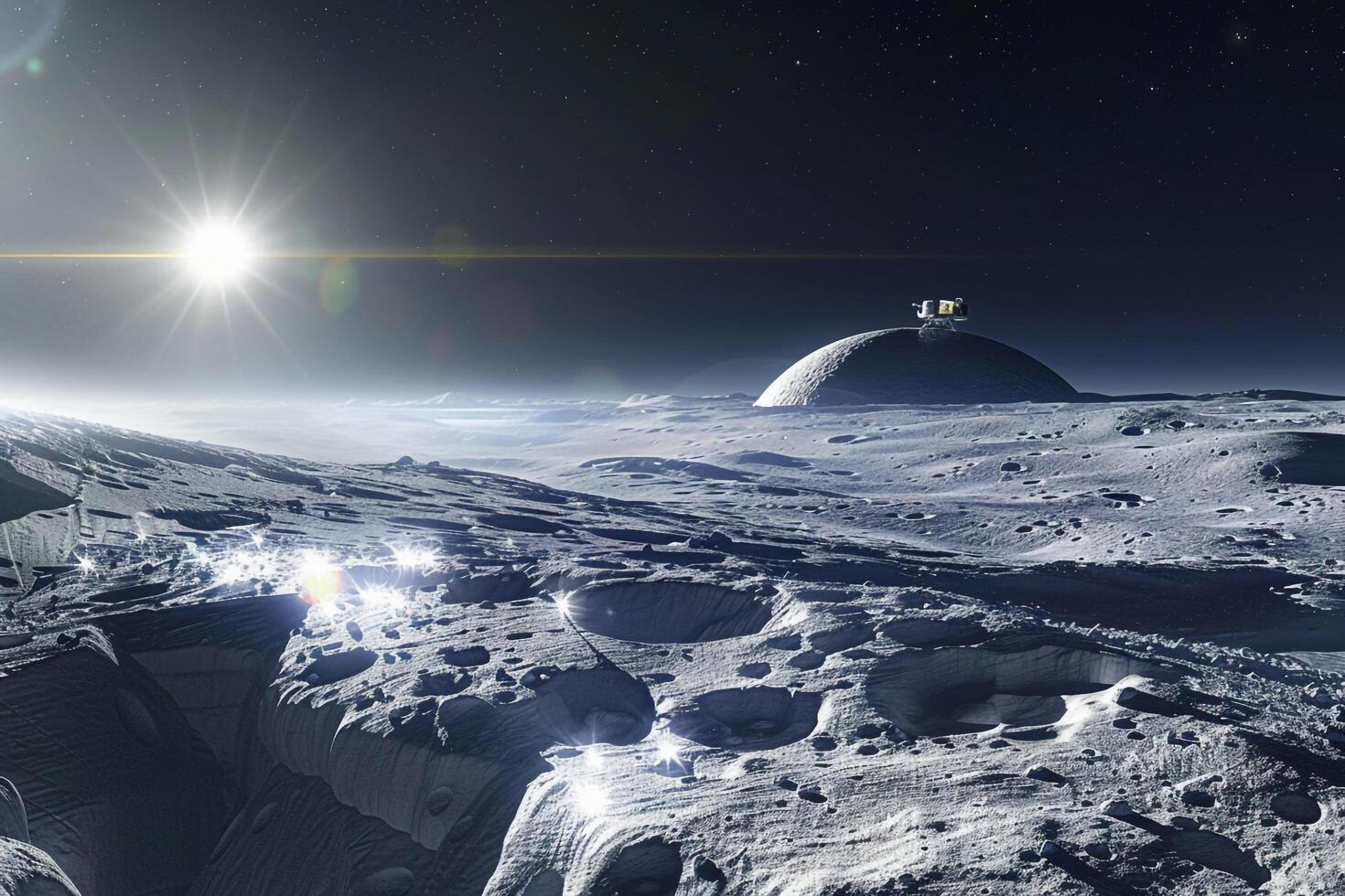 Interplanetary nature background Space Exploration Discovery Space Probe Exploring Plutos Icy Surface photo