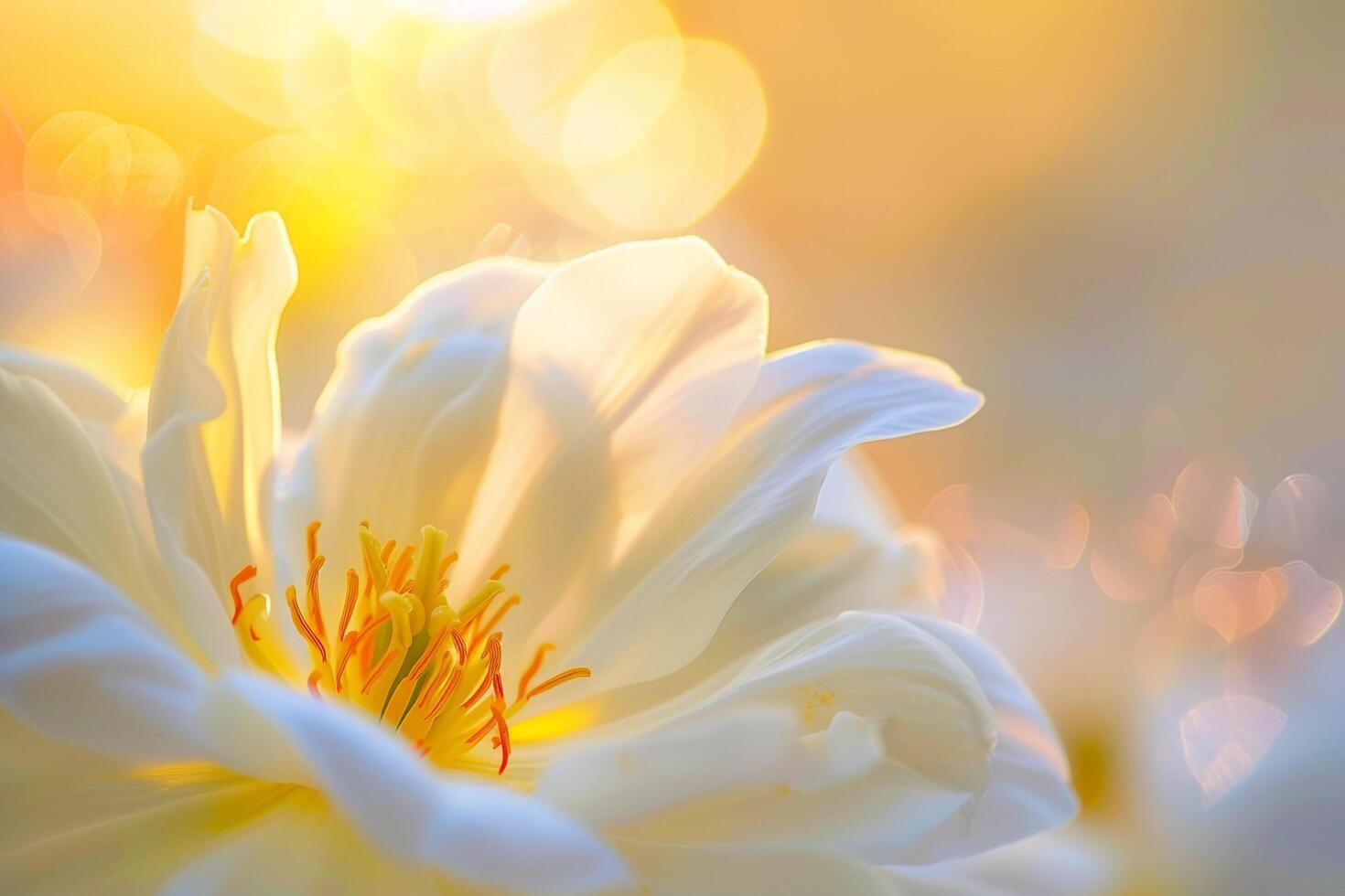 Enchanting Sunlight Filtering Through Delicate Petals of Blooming Flower nature background photo