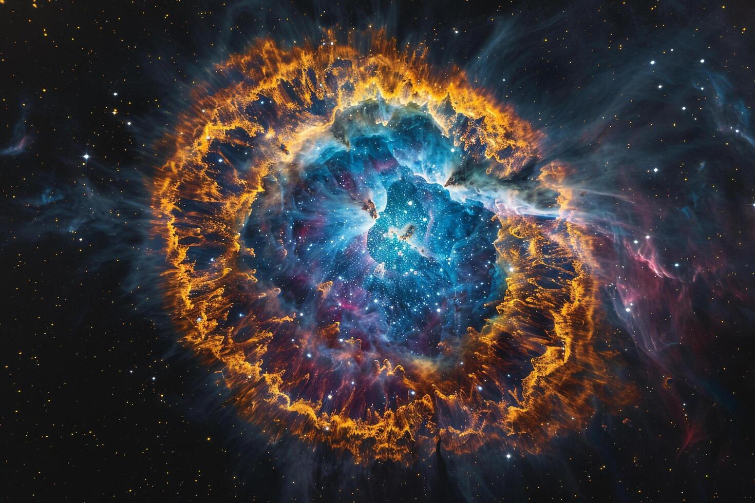 Luminous Planetary Nebula Glowing in Vibrant Colors Showcasing the Birth and Death Cycle of Stars nature background photo