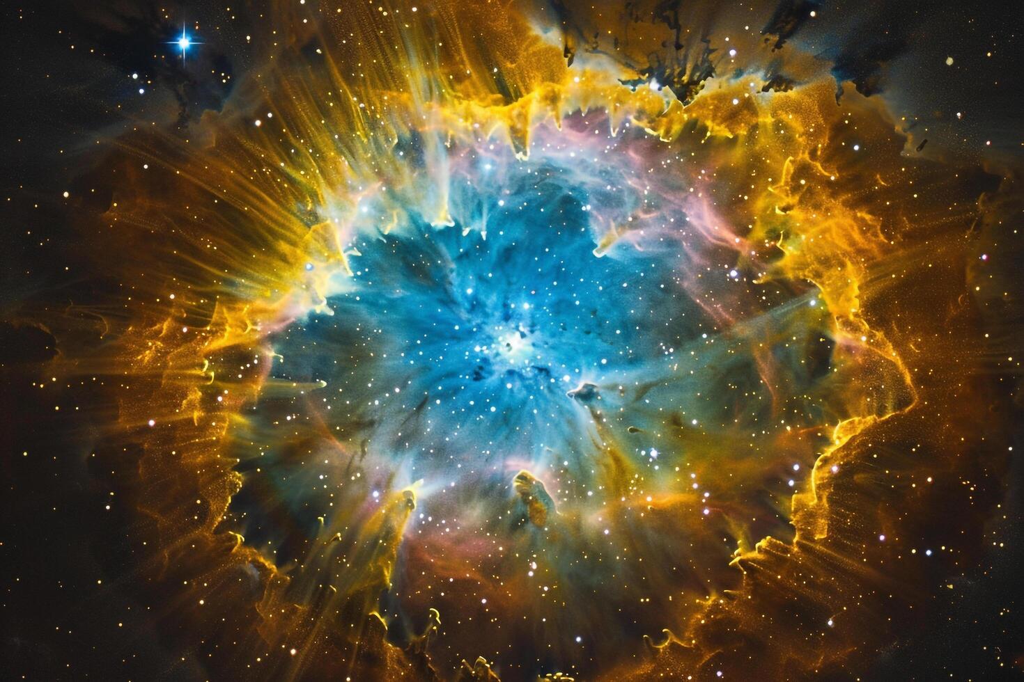Luminous Planetary Nebula Glowing in Vibrant Colors Showcasing the Birth and Death Cycle of Stars nature background photo