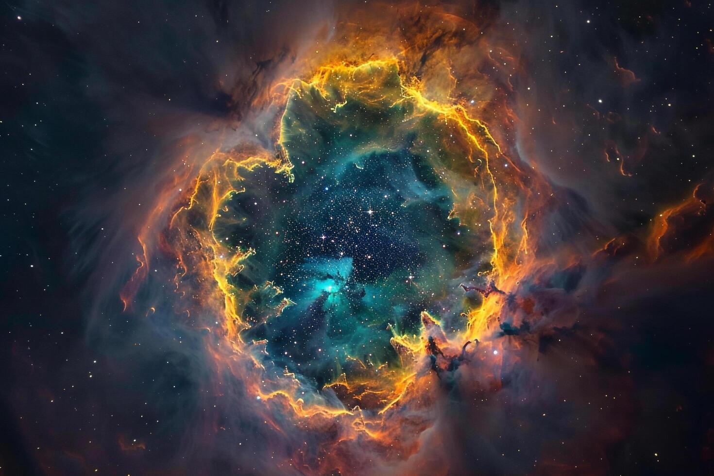 Vibrant Planetary Nebula Displaying Stellar Evolution High Magnification Cosmic nature background photo
